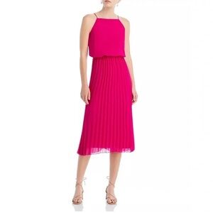 Sam Edelman Fuchsia Pleated Halter Midi Dress – Size 12